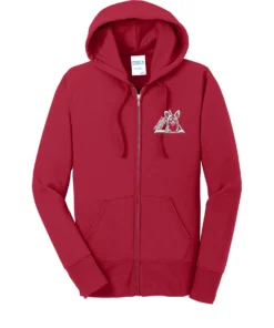 Triangle Corgis Embroidery Ladies Full Zip Hoodie
